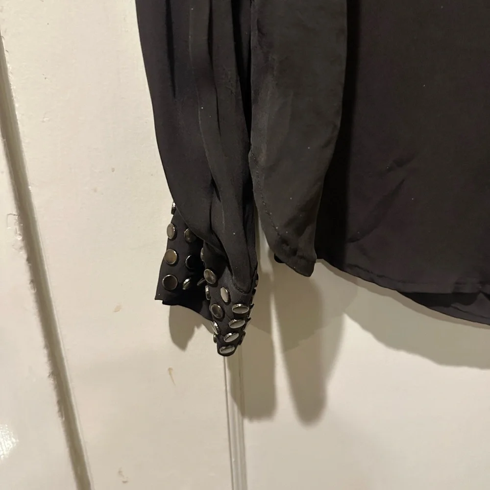 Haute Hippie Gray Button Down Shirt with Silver Studs - Picture 5 of 7